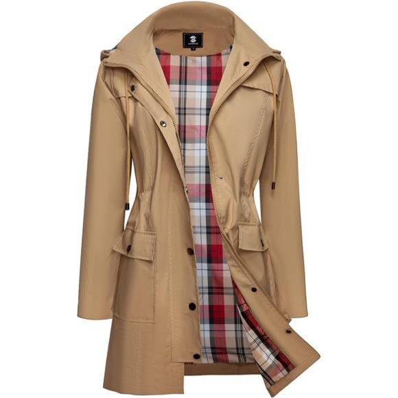 Waterproof Rain Jacket Lightweight Raincoat Hooded Windbreaker  For Women - Picture 2 of 7